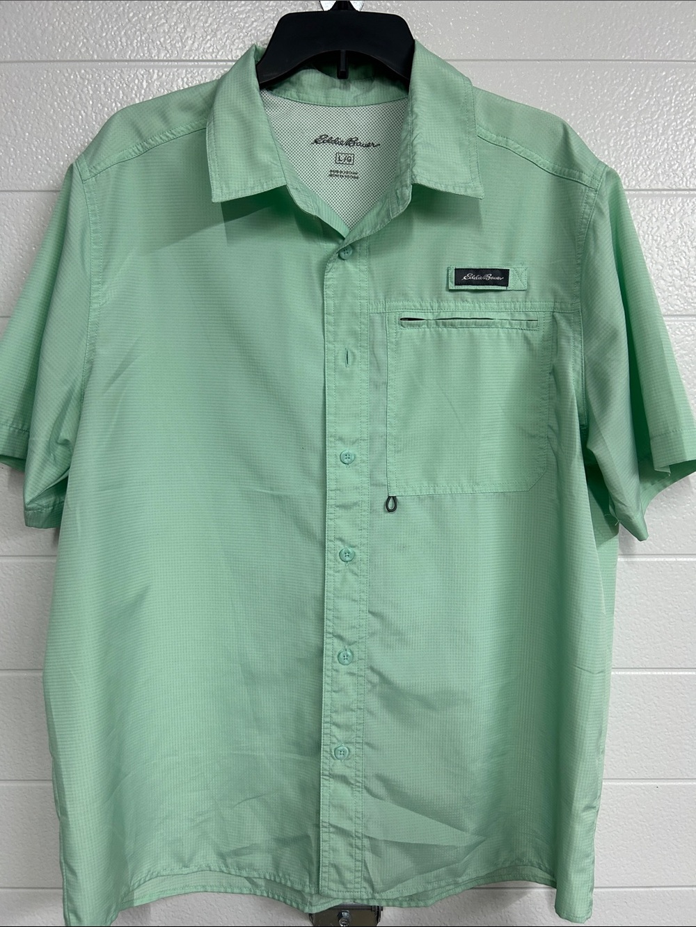 Eddie Bauer Short-Sleeve Button-Down Shirt in Mint